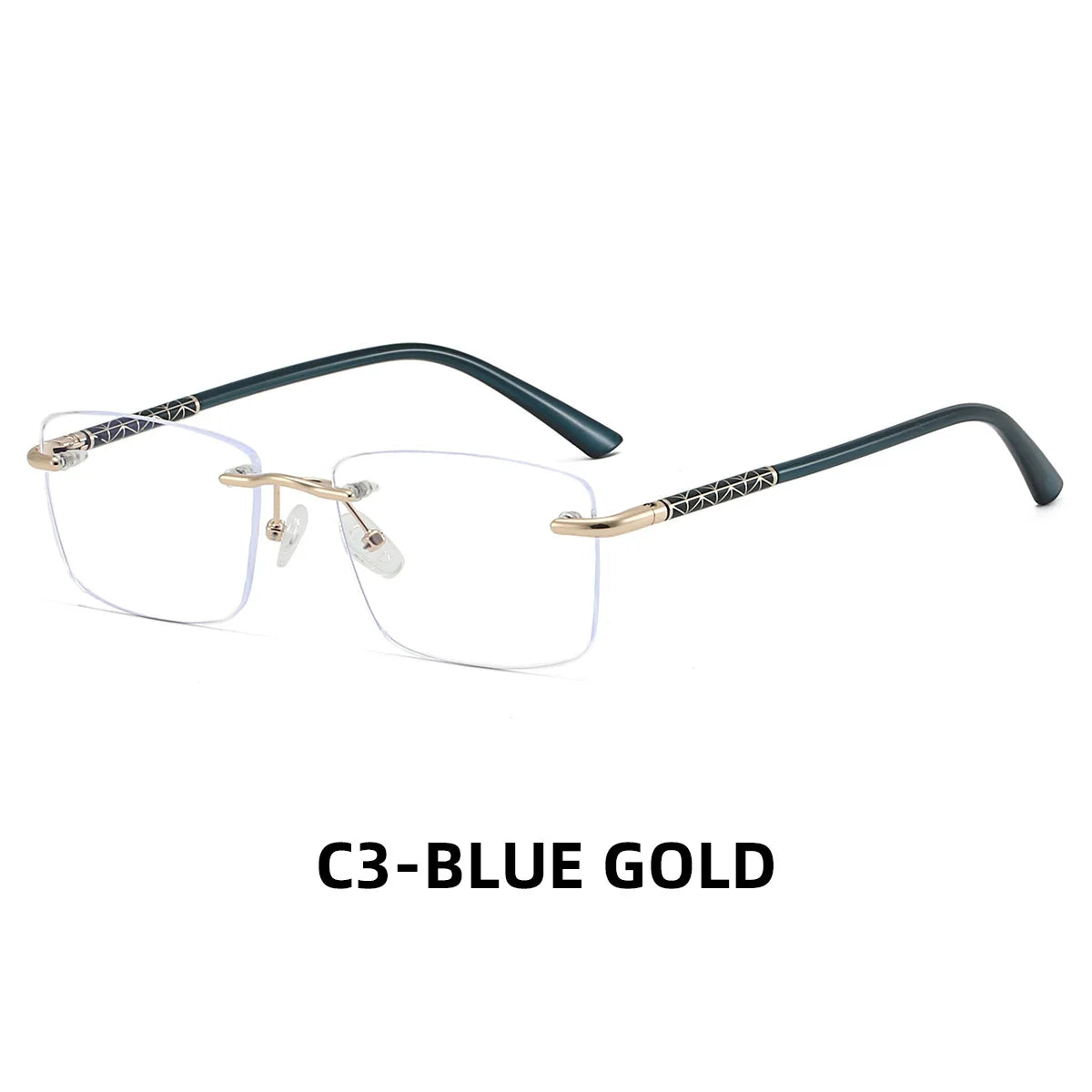 Metal Rimless Rectangle Blue Light Glasses