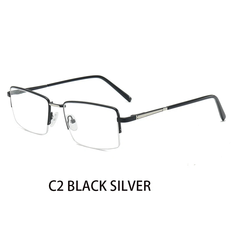 Half Rimless Rectangle Progressive Prescription Glasses