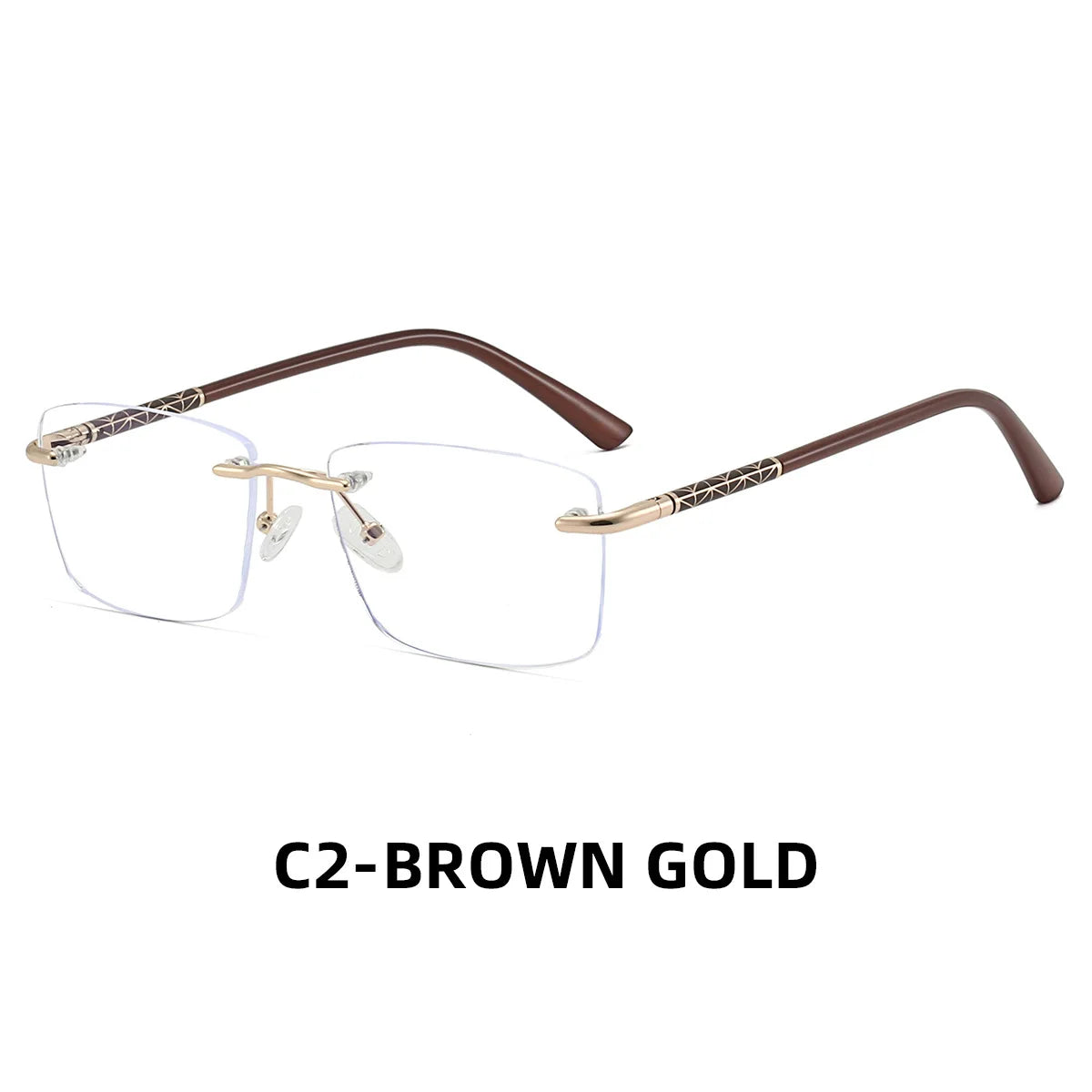 Metal Rimless Rectangle Blue Light Glasses