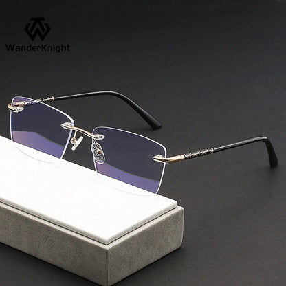 Metal Rimless Rectangle Blue Light Glasses