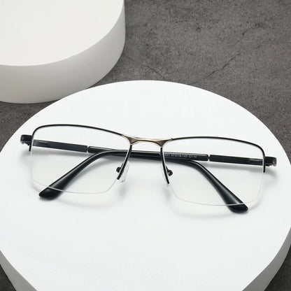 Half Rimless Business Progressive Rectangle Glasses