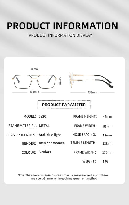 Metal Square Photochromic Aviator Glasses