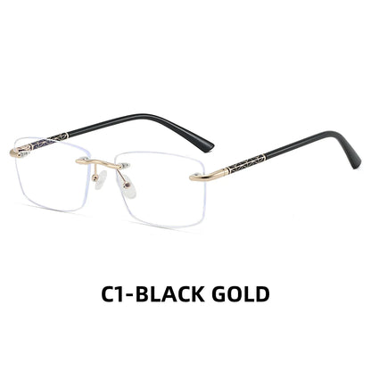Metal Rimless Rectangle Blue Light Glasses