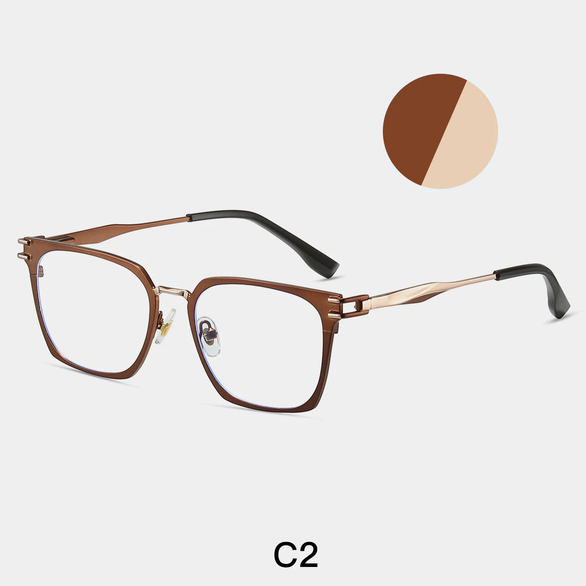Metal Square Photochromic Progressive Glasses