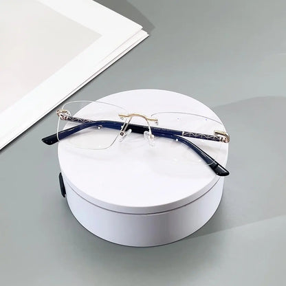 Metal Rimless Rectangle Blue Light Glasses