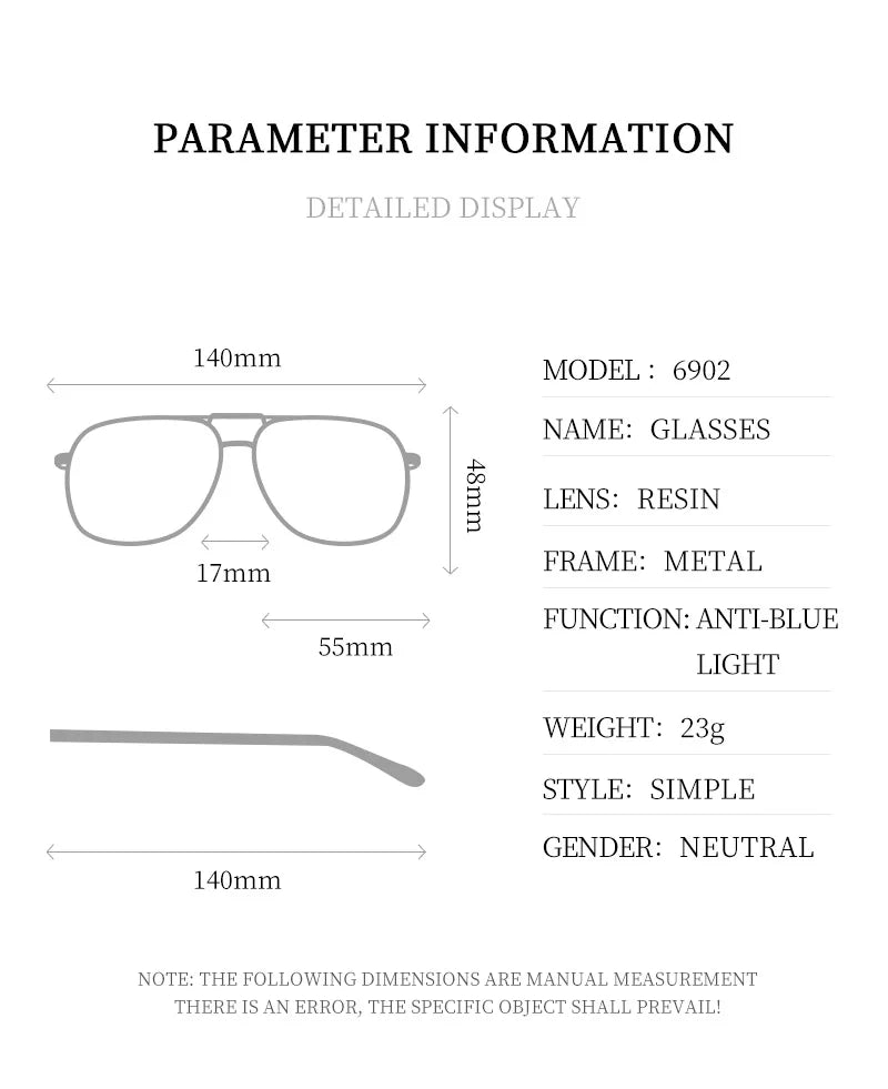 Metal Square Aviator Progressive Glasses
