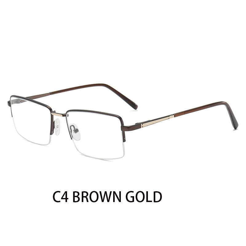Half Rimless Rectangle Progressive Prescription Glasses