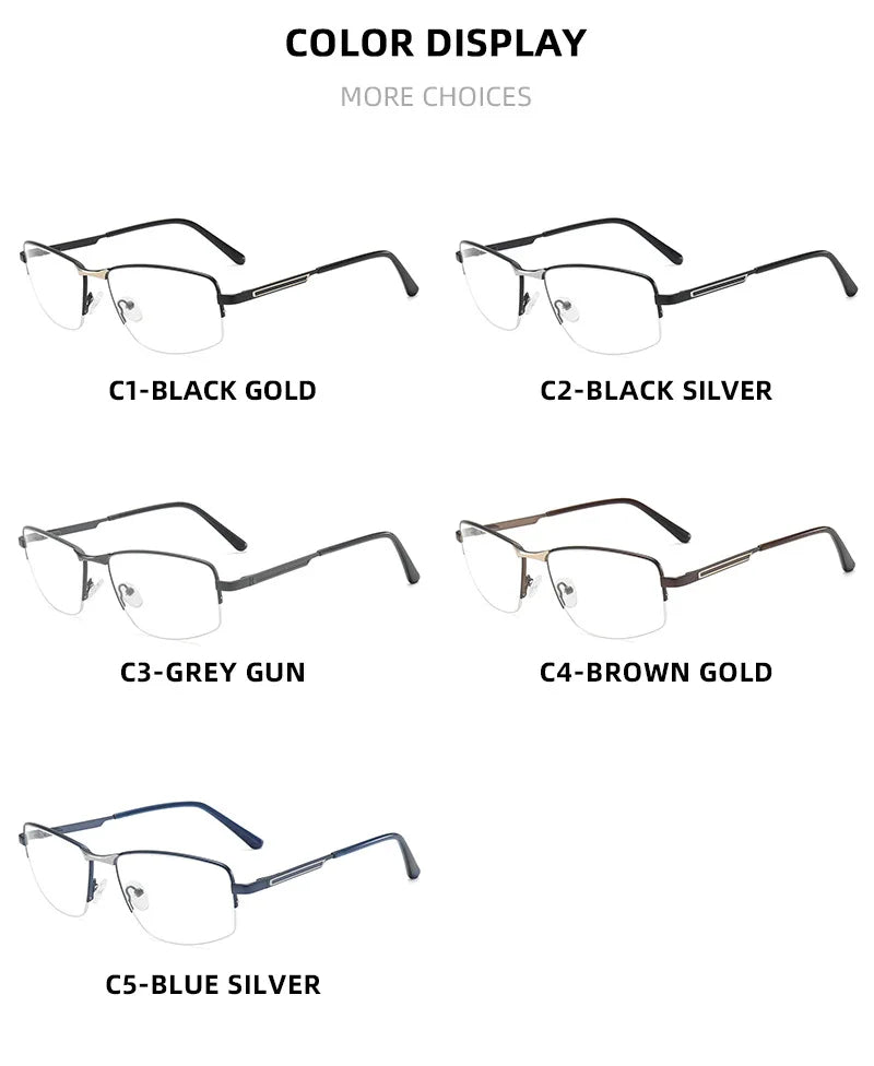 Half Rimless Photochromic Blue Light Glasses