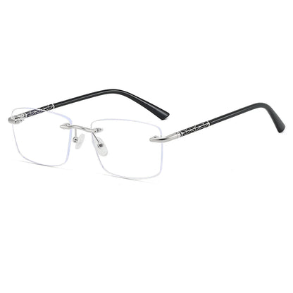 Metal Rimless Rectangle Blue Light Glasses