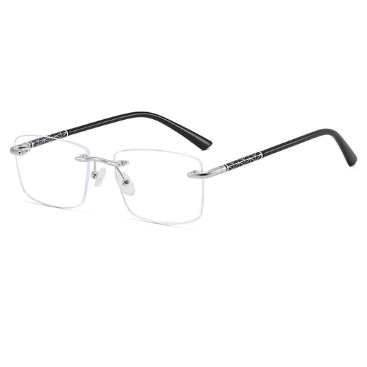 Metal Rimless Rectangle Blue Light Glasses